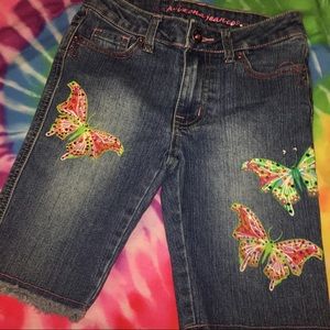 Arizona Jean Co butterfly shorts rhinestones